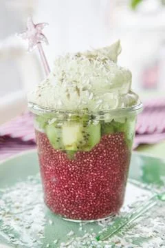 Chia Pudding with Kiwi Stock Photos