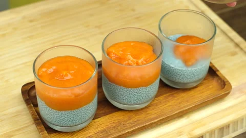Chia pudding making process Stock Footage 137946669