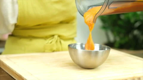 Chia pudding making process. Making healthy jam with mango and papaya. Stock Footage 137941503