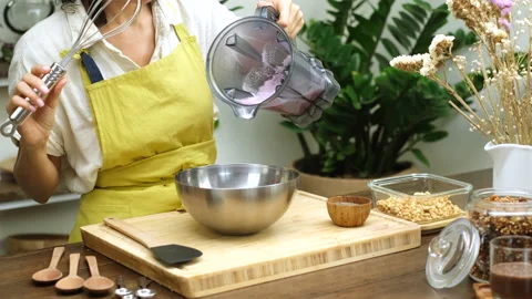 Chia puddings cooking process. Stock Footage 137497689