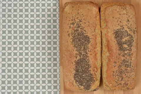 Chia Seed Bread on Wood Foto stock