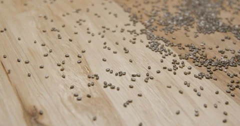 Chia seed falling and rotating macro studio Stock Footage 101468129