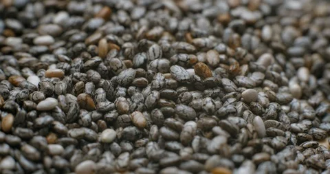 Chia seed falling and rotating macro studio Stock Footage 101468711