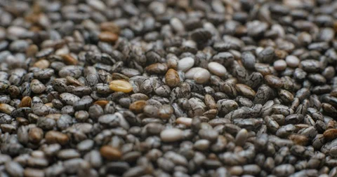 Chia seed falling and rotating macro studio Stock-Footage 101468970