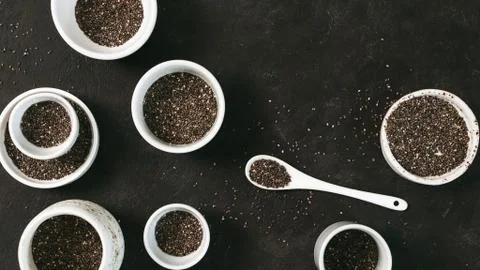 Chia seed flat lay 스톡 사진