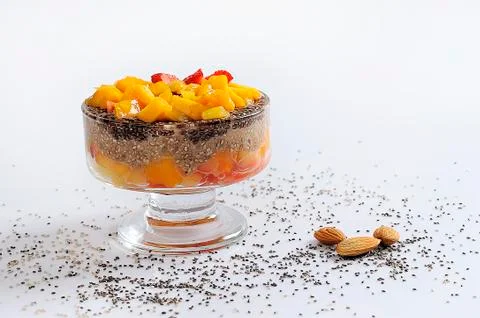 Chia seed pudding with berries Stock Photos