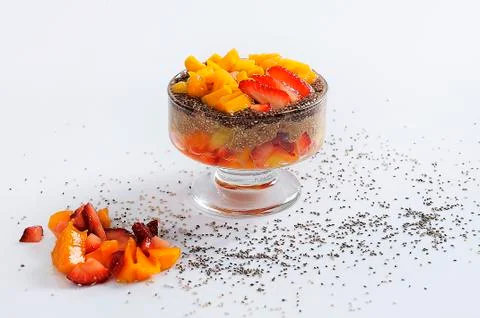 Chia seed pudding with berries Stock Photos