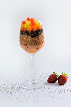 Chia seed pudding with berries Stock Photos