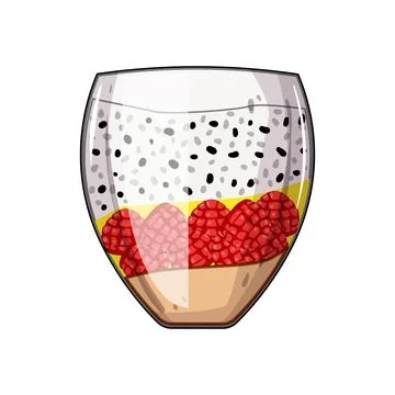 Chia seed pudding with fruit and delicious toppings Stock Illustration