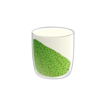Chia seed pudding with green match tea in glass. Vector illstration isolated on Stock Illustration