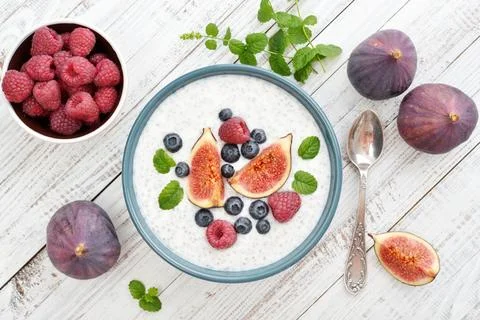 Chia seed pudding Stock Photos