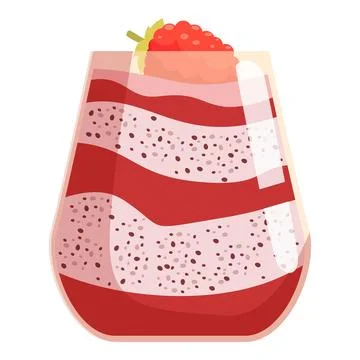 Chia seed pudding with raspberry topping in glass dessert cup Illustrazione stock