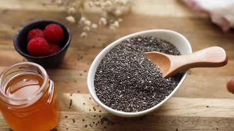 Chia Seeds Displayed Dry and Raw Stock Footage 310093889