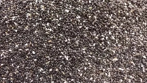 Chia seeds Falling (Closeup Slowmo) Stock-Footage 81808798