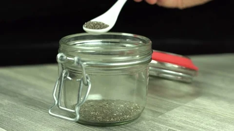 Chia seeds jar Stock Footage 70510687