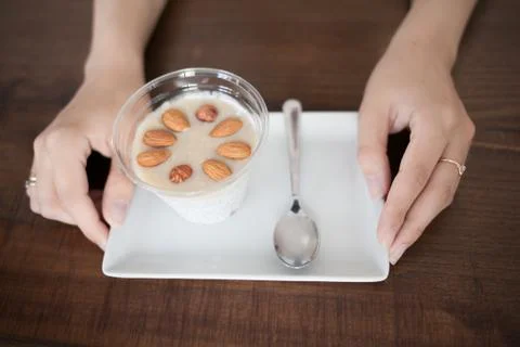 Chia seeds pudding dessert. Stock Photos