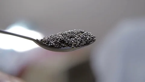 Chia seeds in spoon Stock Footage 80000226