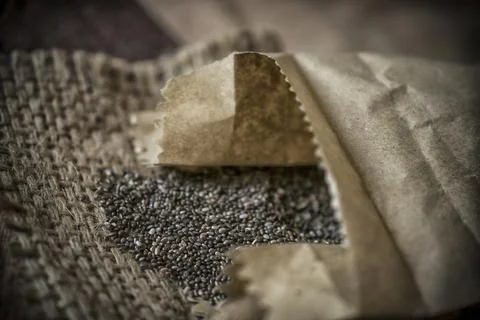 Chia seeds on a table Stock Photos