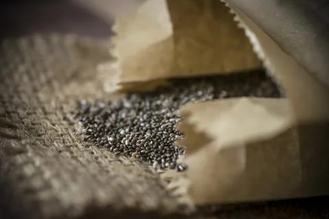 Chia seeds on a table Stock Photos