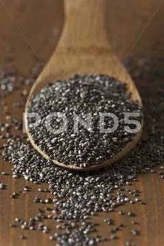 Chia Seeds On A Wooden Spoon