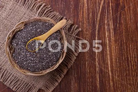 Chia Seeds With Wooden Spoon