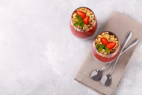 Chia strawberry pudding Stock Photos