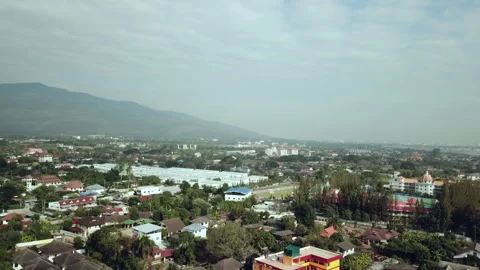 Chiang Mai Drone View with Mountain Valley and City Horizon Stock-Footage 333699640