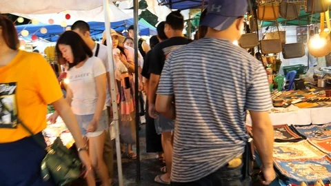Chiang Mai Night bazaar/ Weekend Walking Street,  Thailand Stock Footage 118283146