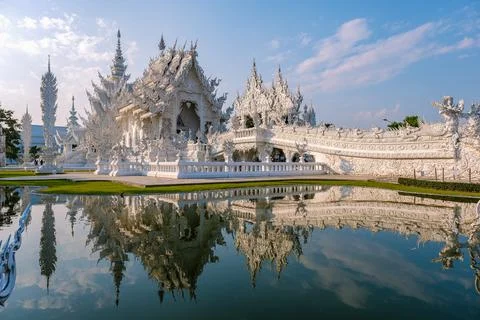 Chiang Rai Thailand, whithe temple Chiangrai during sunset, Wat Rong Khun, aka Stock Photos