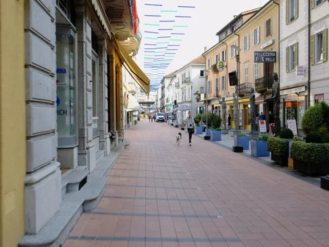 Chiasso, Switzerland. Main city road Corso San Gottardo Stock Footage