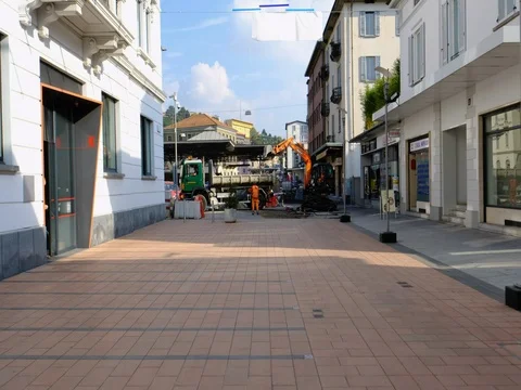Chiasso, Switzerland. Views Rebuilding area Stock Footage