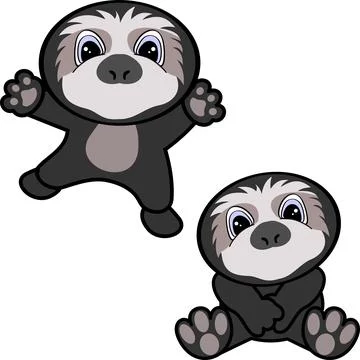 Chibi baby sloth bear character cartoon Stock Illustration