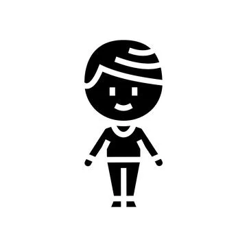 Chibi character boy glyph icon vector illustration Stock Illustration