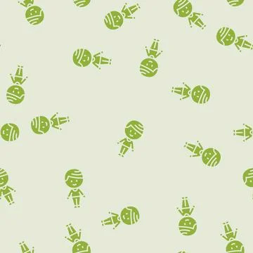 Chibi character boy glyph seamless pattern Stock Illustration