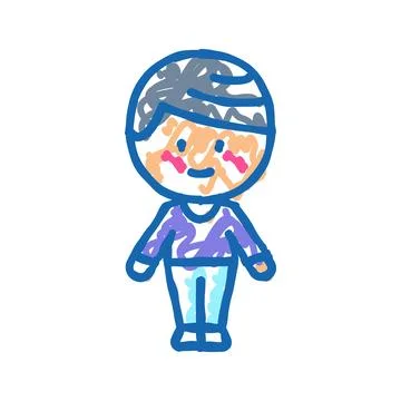 Chibi character boy icon doodle illustration Illustrazione stock