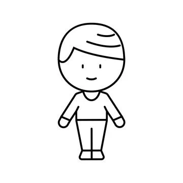 Chibi character boy line icon vector illustration 스톡 일러스트
