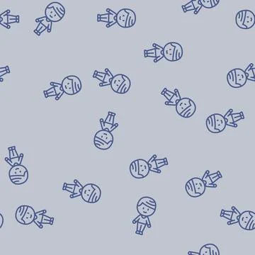 Chibi character boy line seamless pattern Stock Illustration
