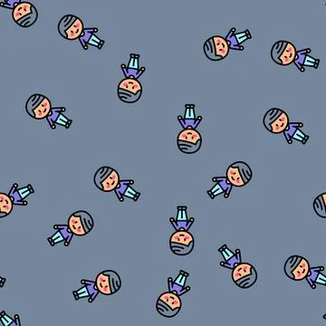 Chibi character boy vector seamless pattern イラスト素材