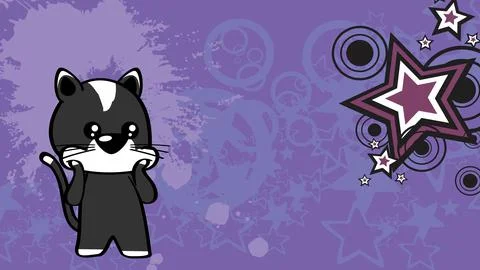 Chibi kid cat cartoon background poster illustration Stock Illustration