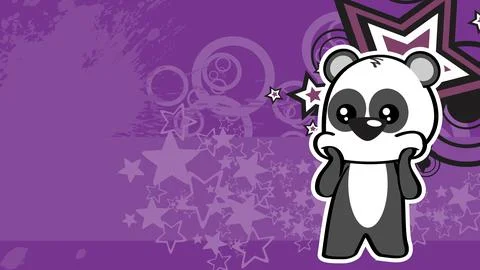 Chibi kid panda bear sticker cartoon background poster illustration Stock Illustration