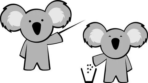 Chibi koala cartoon set pack illustration Stock Illustration