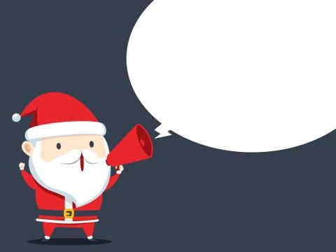 Chibi Santa shout out using Megaphone with dark background. full body Stock Illustration