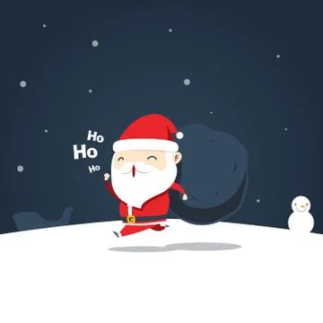 Chibi Santa shout out using Megaphone with a dark background. full body Stock Illustration