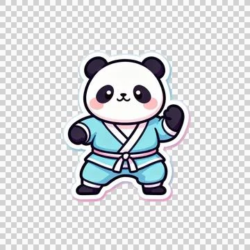 CHIBI STIKER - Chibi Panda Fighter Stock Illustration