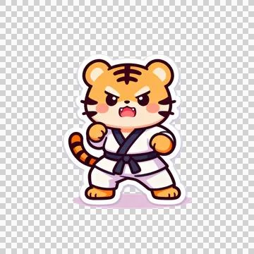 CHIBI STIKER - Chibi Pencak Silat Tiger Stock Illustration