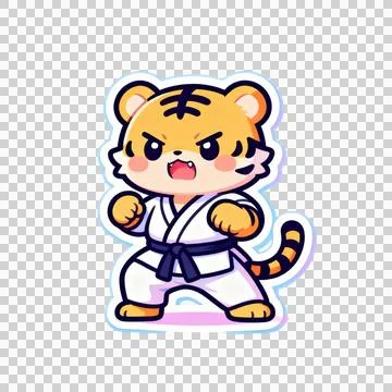 CHIBI STIKER - Cute Silat Tiger Stock Illustration