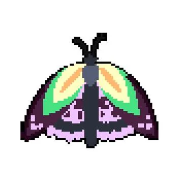 Chic boho moth pixel art vector illustration Illustrazione stock