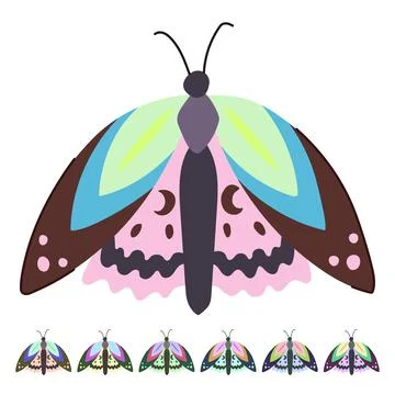 Chic boho moth vector cartoon graphic Illustrazione stock