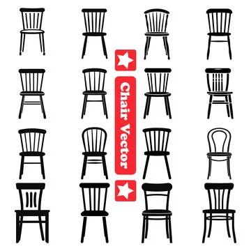 Chic Chair Silhouette Bundle Diverse Range of Seating Designs Ideal for Int.. Stock Illustration
