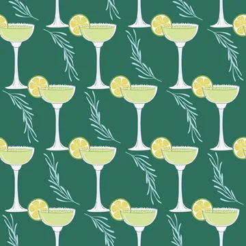 Chic Cocktail seamless pattern 스톡 일러스트